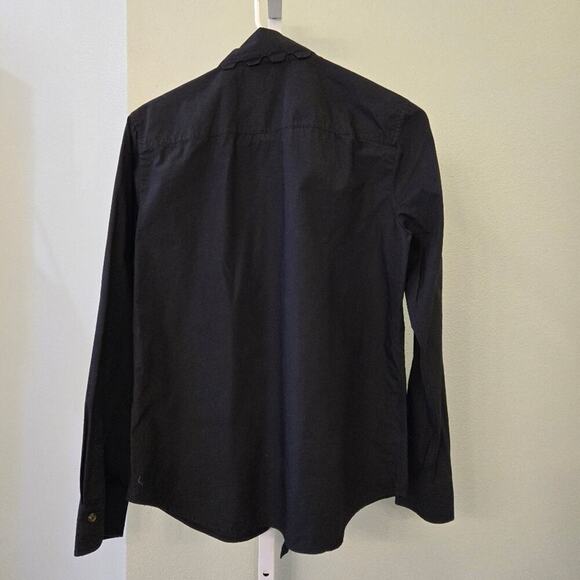 Tory Burch Scalloped Poplin Bow Blouse size 2 Preppy Dark Academia matrix - Picture 4 of 9